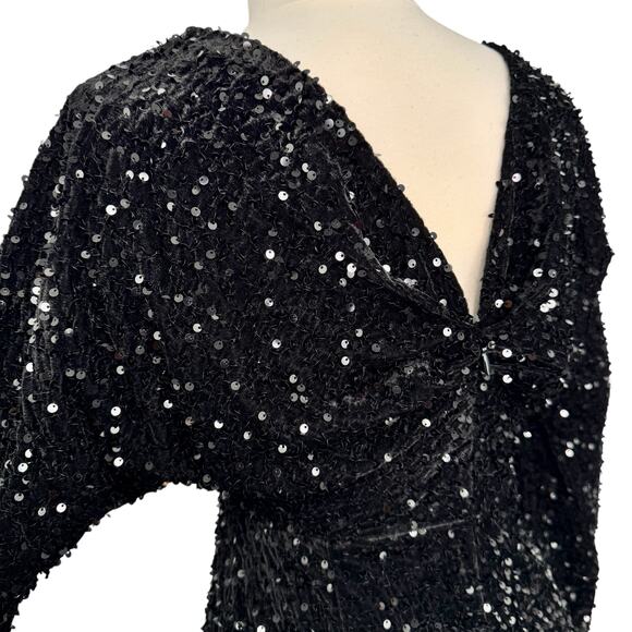 Fashion Nova One and Only Sequin Velvet Gown in Black Size Large NWOT - Picture 12 of 16